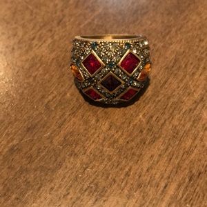 Heidi Daus Vintage RedPurple&Gold Sw Cry Ring